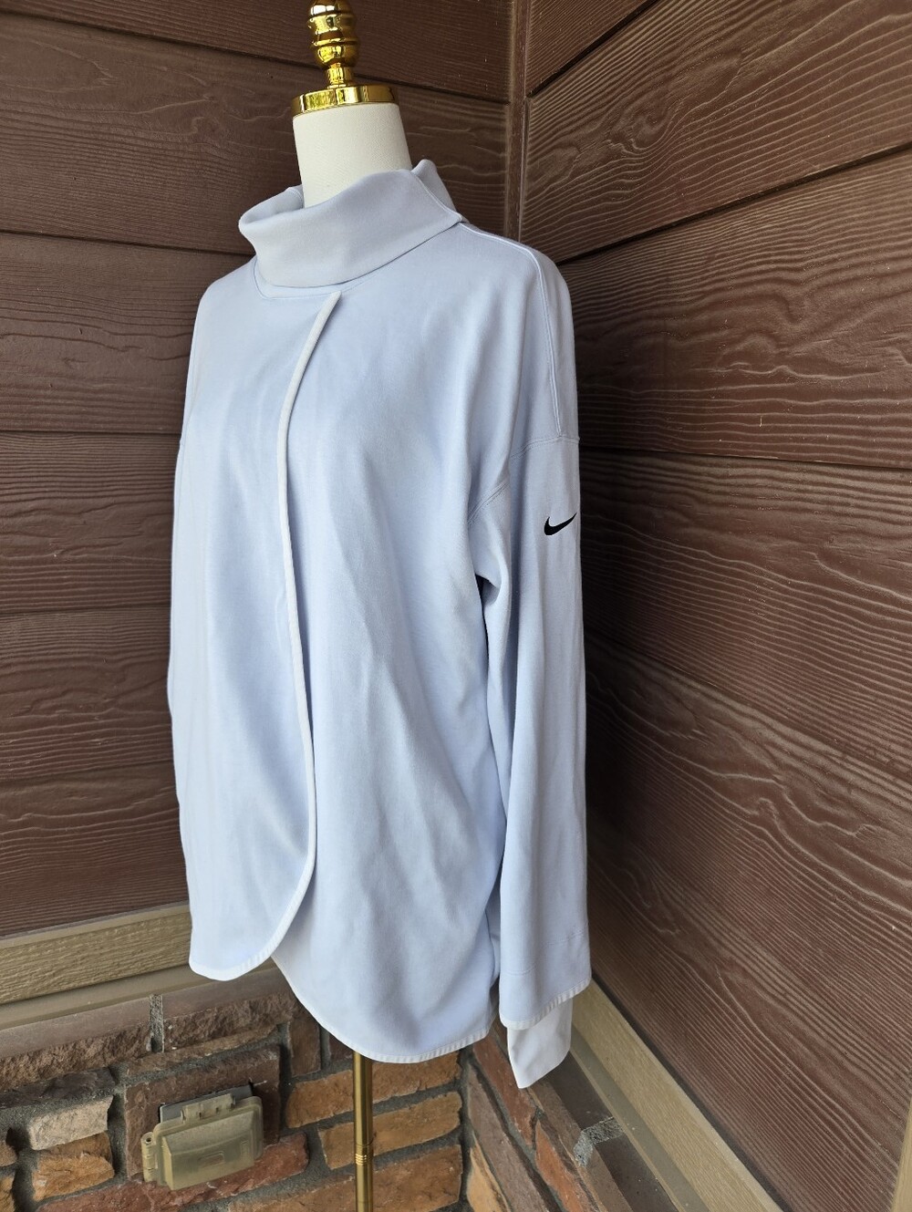 Nike Reversible Light Blue Funnel Neck Maternity Sweater Women’s Large - Picture 3 of 16